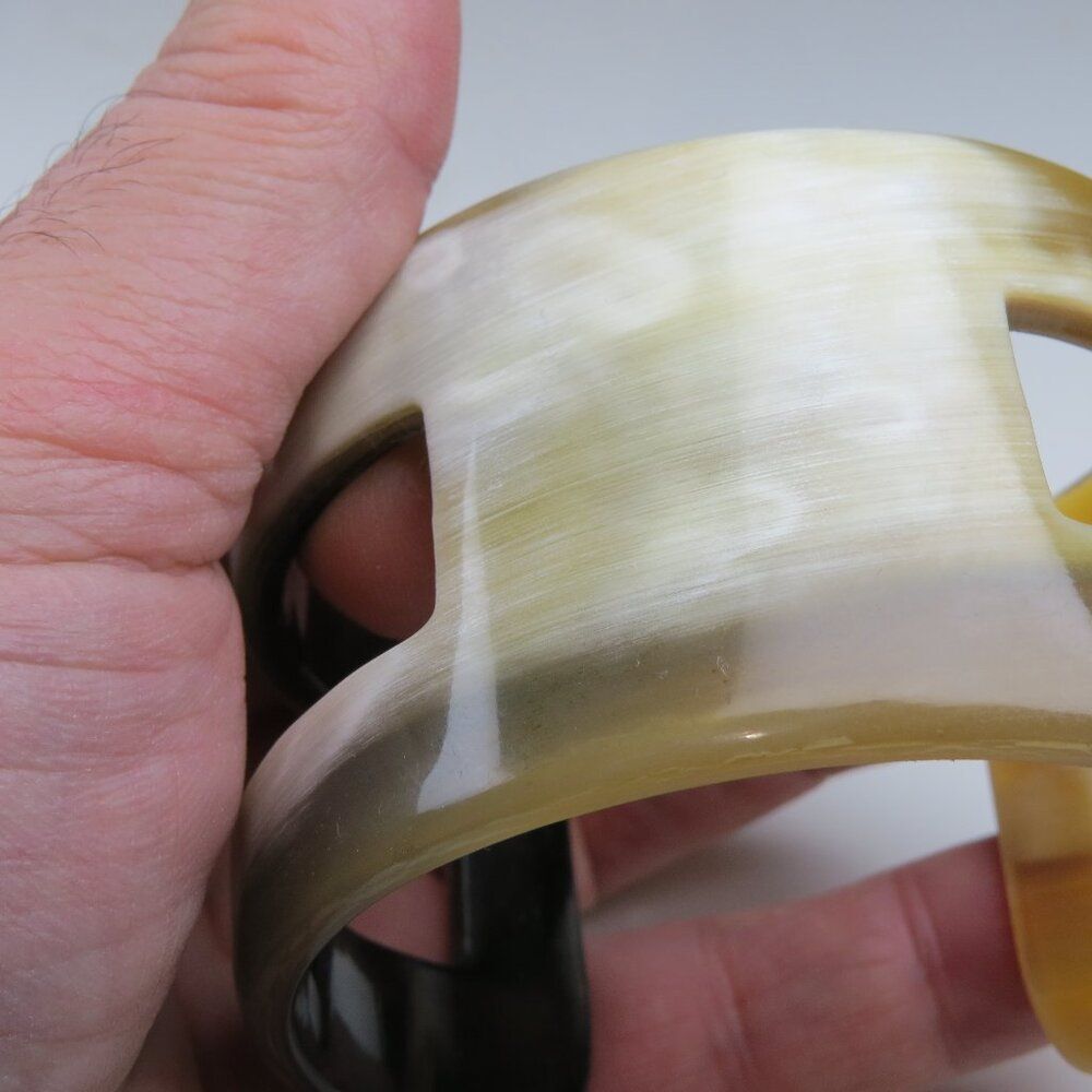 $230 Ethically Sourced Natural Buffalo Horn Jewelry Horn Cuff Bangle Bracelet